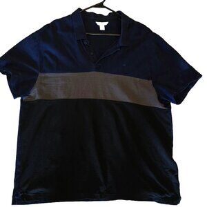 Calvin Klein Men's Navy, Black and Gray Polo Shirt XXL
